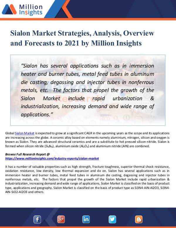 Sialon Market Strategies, Analysis, Overview 2021