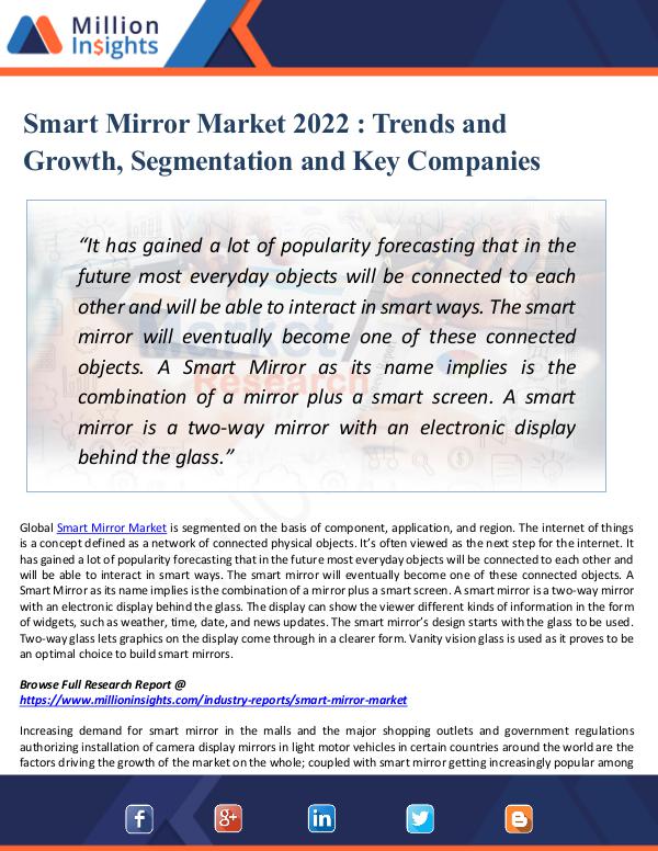 Smart Mirror Market 2022 - Trends and Growth