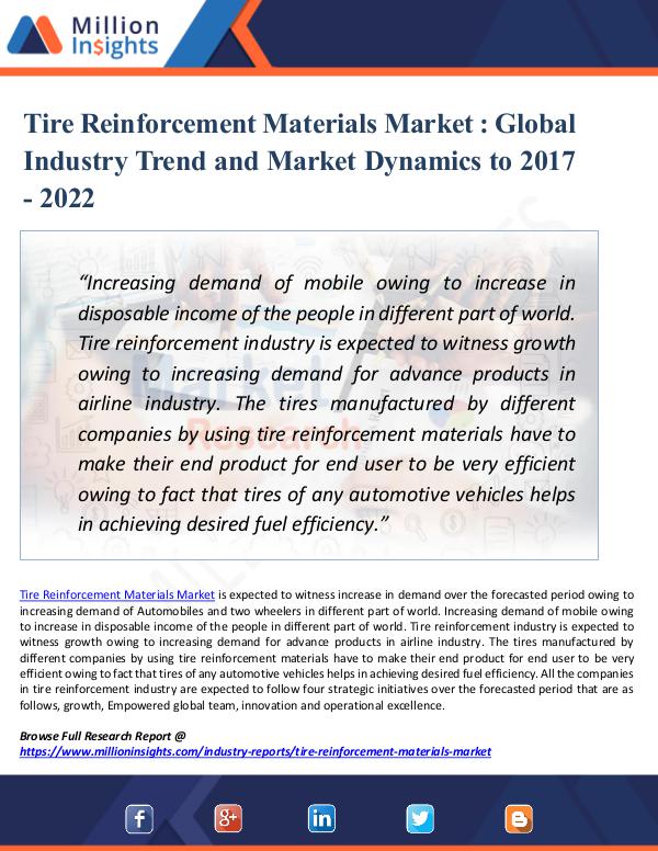 Tire Reinforcement Materials Market - 2022