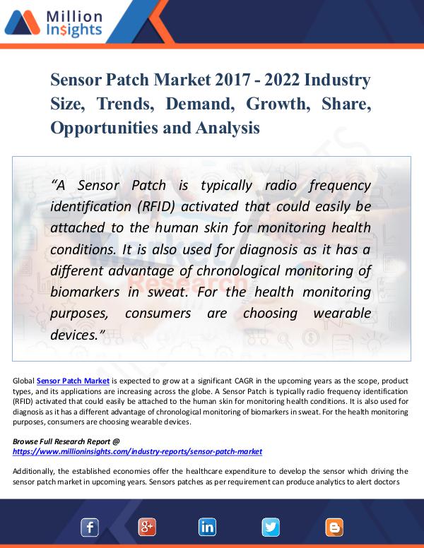 Market New Research Sensor Patch Market 2017 - 2022 Industry Size