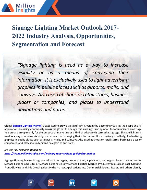 Market New Research Signage Lighting Market Outlook 2017-2022 Report
