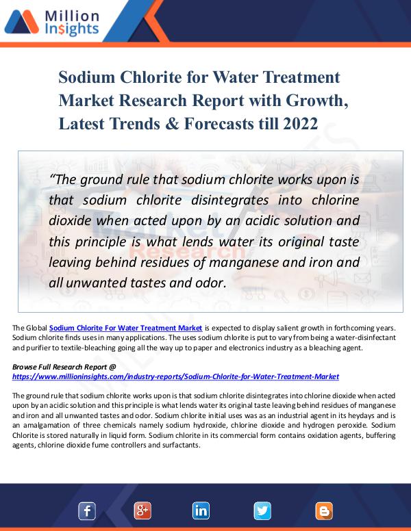 Market New Research Sodium Chlorite for Water Treatment Market 2022