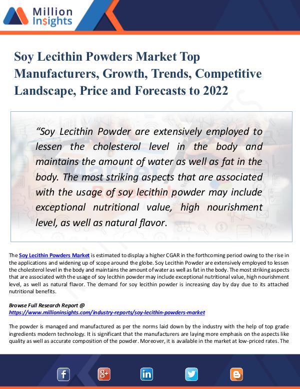 Market New Research Soy Lecithin Powders Market Top Manufacturers