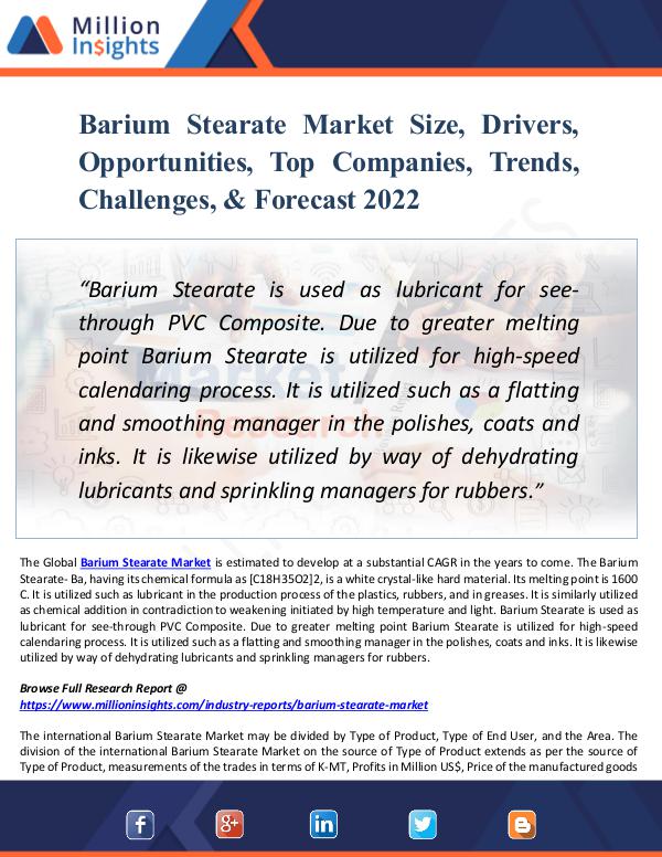 Barium Stearate Market Size, Drivers, Opportunitie