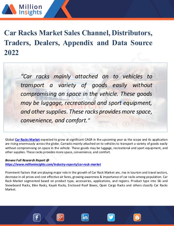 Market New Research Car Racks Market Sales Channel, Distributors, Trad