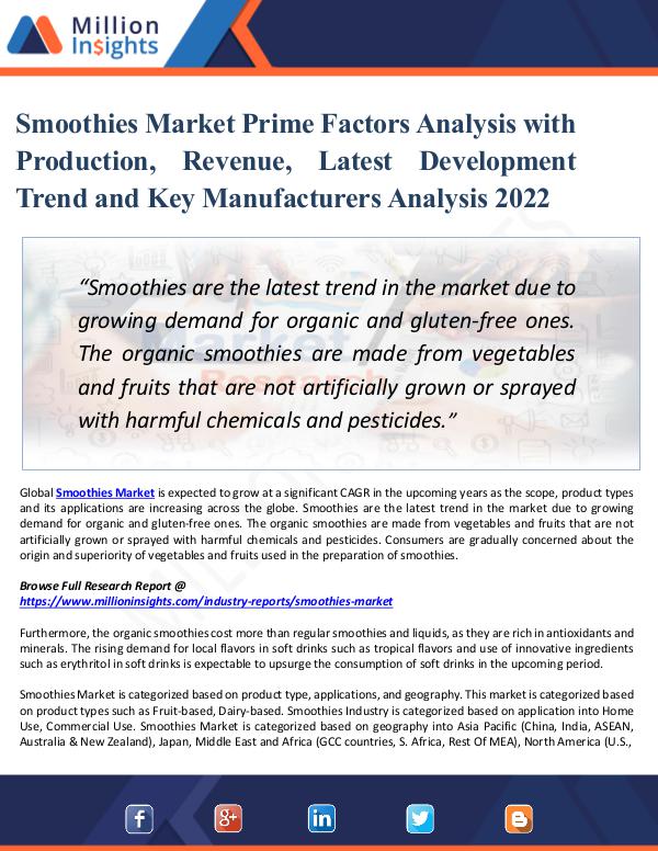 Smoothies Market Prime Factors Analysis with 2022