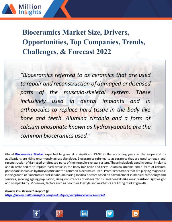 Market New Research Bioceramics Market Size, Drivers, Opportunities