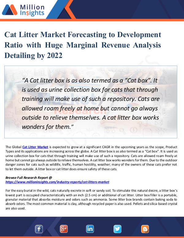 Market New Research Cat Litter Market Forecasting to Development Ratio