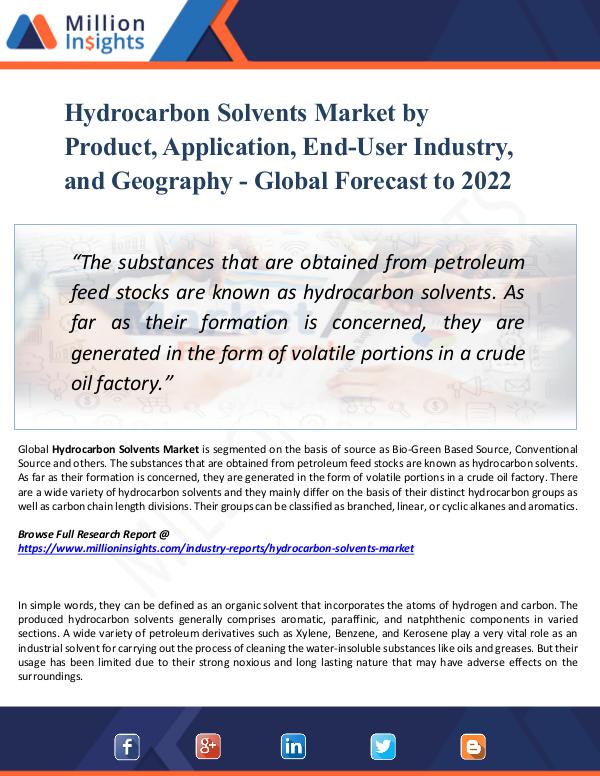 Hydrocarbon Solvents Market by Product 2022