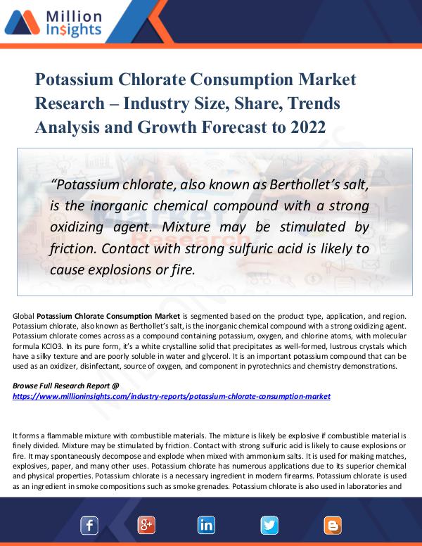 Market New Research Potassium Chlorate Consumption Market Report  2022