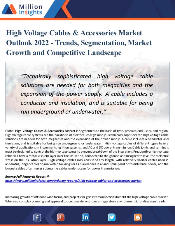 Market New Research High Voltage Cables & Accessories Market 2022