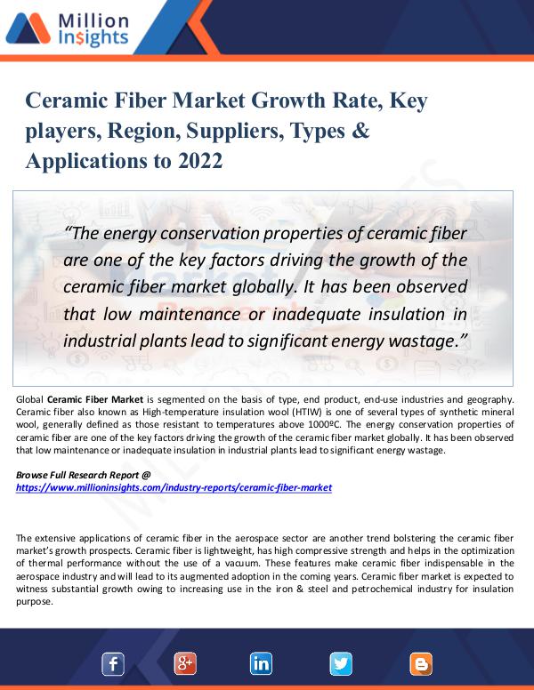 Market New Research Ceramic Fiber Market Growth Rate, Key players 2022