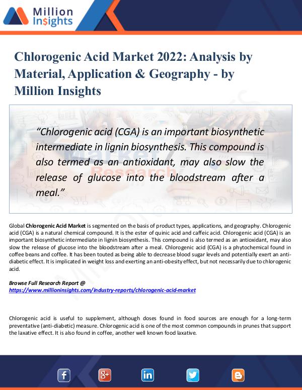 Market New Research Chlorogenic Acid Market 2022- Analysis by Material