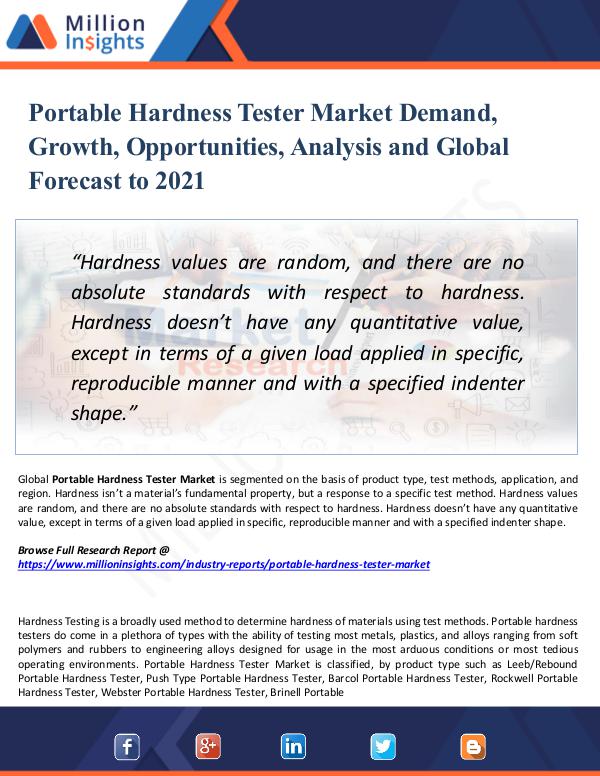 Market New Research Portable Hardness Tester Market Demand,Growth 2021