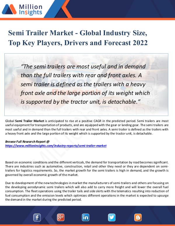 Market New Research Semi Trailer Market - Global Industry Size,2022
