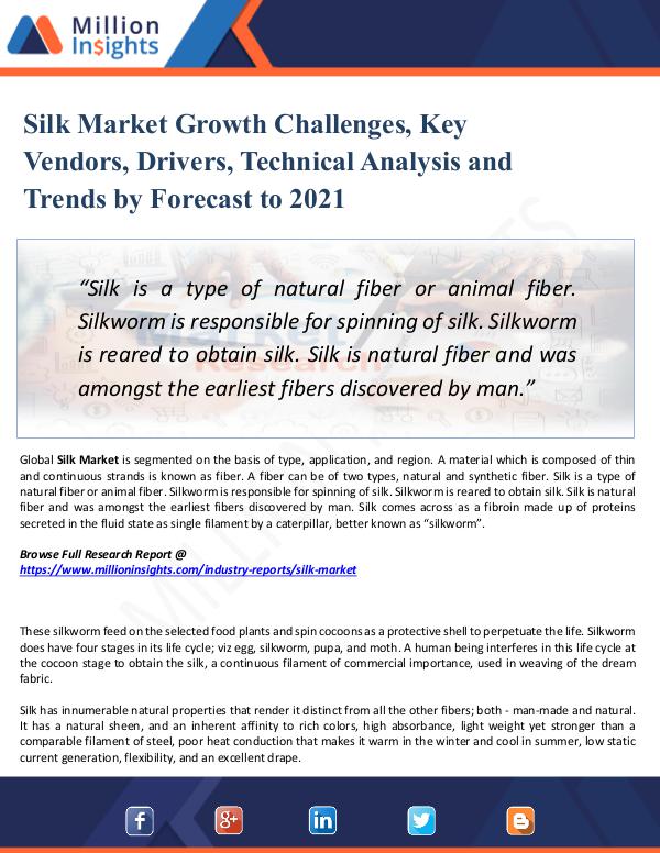 Market New Research Silk Market Growth Challenges, Key Vendors, Driver