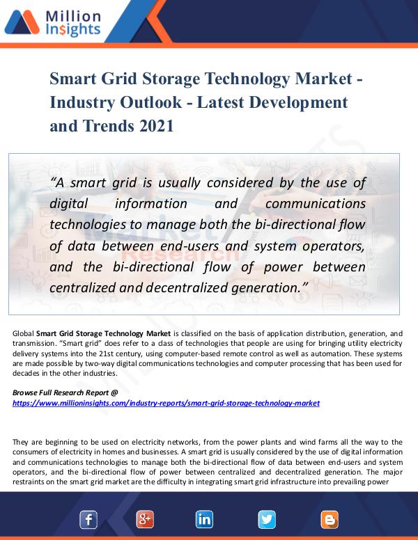Market New Research Smart Grid Storage Technology Market - 2021