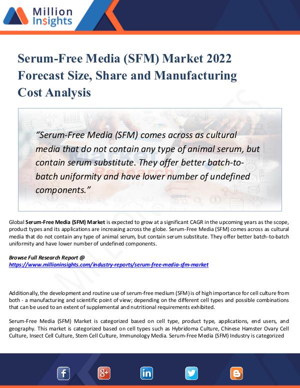 Market New Research Serum-Free Media (SFM) Market 2022 Forecast Size