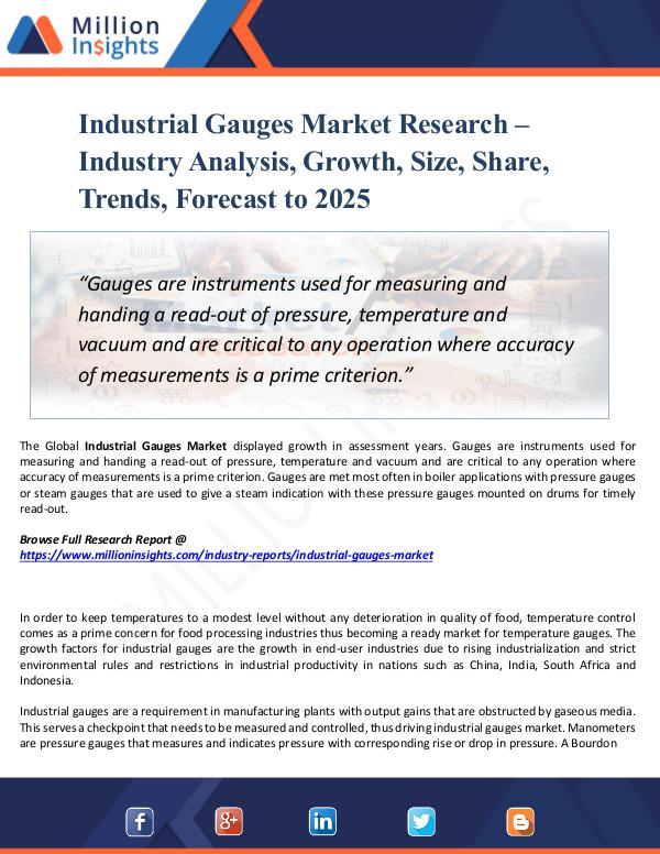 Industrial Gauges Market Research Analysis