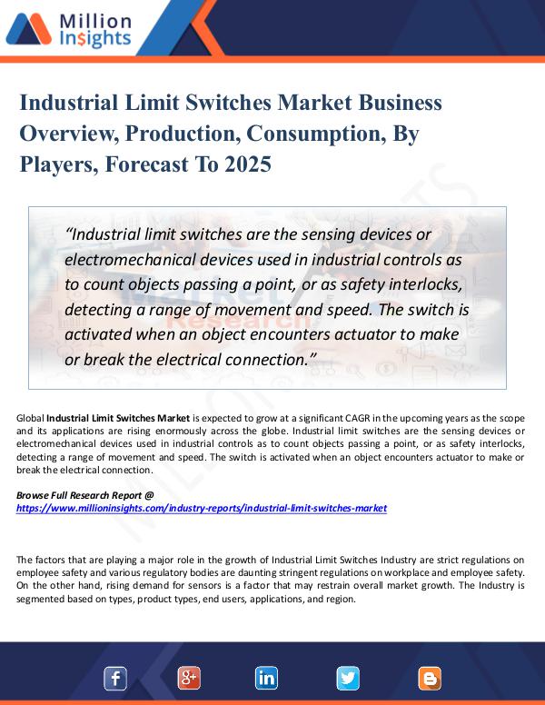 Industrial Limit Switches Market Business Overview