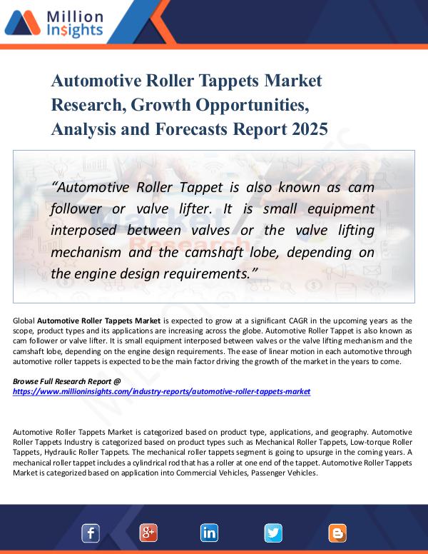 Automotive Roller Tappets Market Research, Growth
