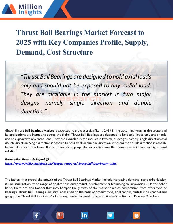 Thrust Ball Bearings Market Forecast to 2025