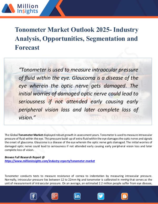 Tonometer Market Outlook 2025- Industry Analysis