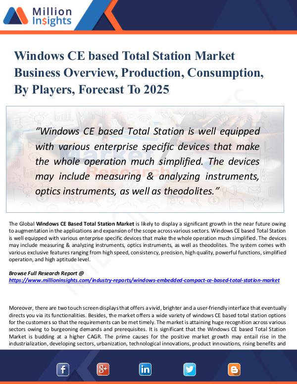 Market Research Analysis Windows CE based Total Station Market Business