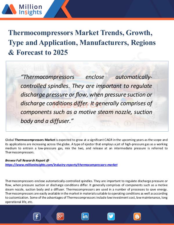 Thermocompressors Market Trends, Growth, Type 2025