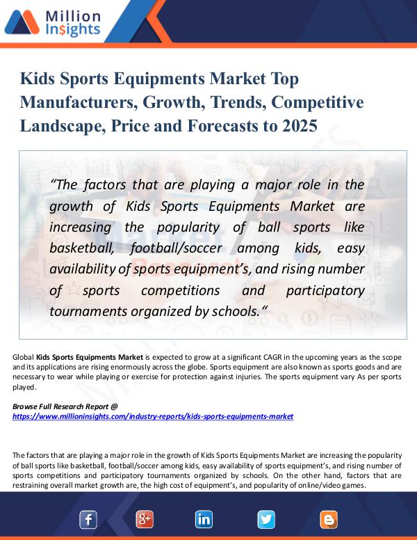 Market Research Analysis Kids Sports Equipments Market Top Manufacturers