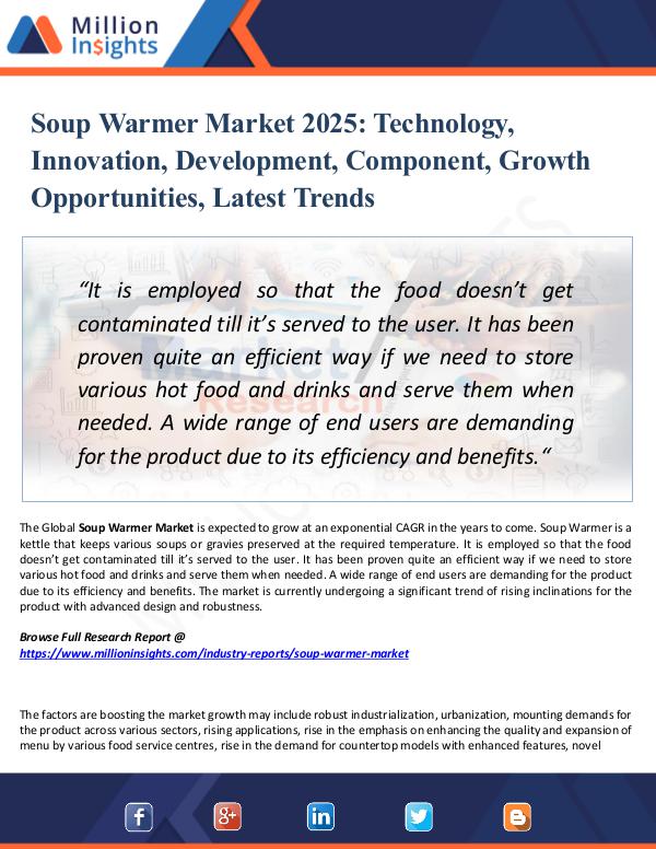 Market Research Analysis Soup Warmer Market 2025- Technology, Innovation