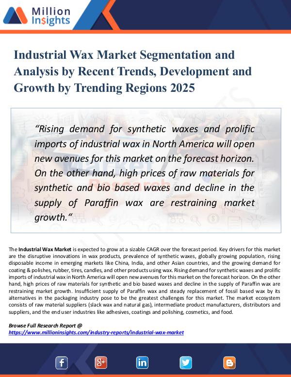 Market Research Analysis Industrial Wax Market Segmentation and Analysis