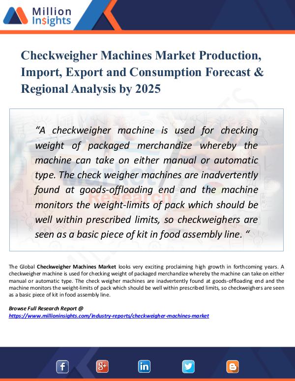 Market Research Analysis Checkweigher Machines Market Production, Import