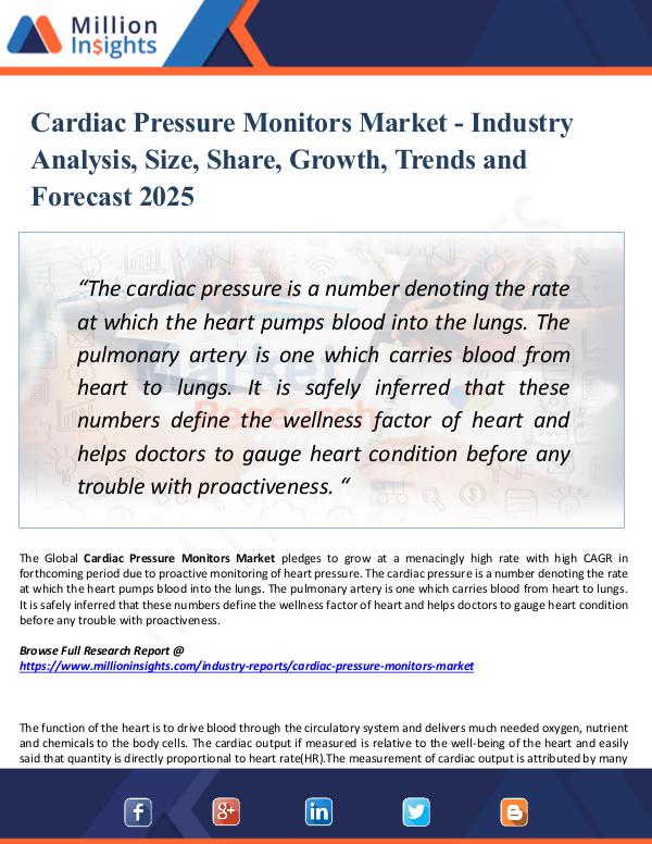 Market Research Analysis Cardiac Pressure Monitors Market - Industry 2025