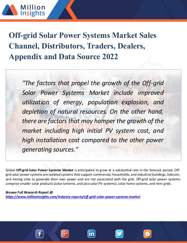 Market Research Analysis Off-grid Solar Power Systems Market Sales Channel