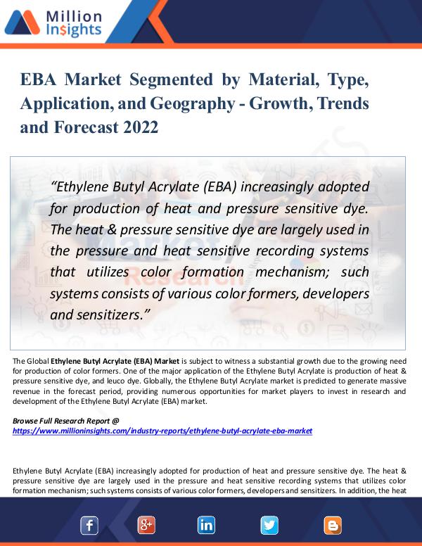 Market Research Analysis EBA Market Segmented by Material, Type,Application