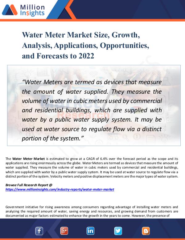 Market Research Analysis Water Meter Market Size, Growth, Analysis,2022