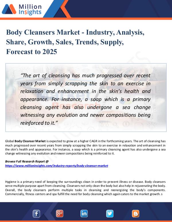 Market Research Analysis Body Cleansers Market - Industry, Analysis, Share,