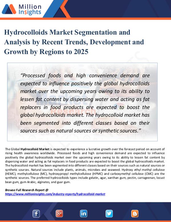 Market Research Analysis Hydrocolloids Market Segmentation and Analysis