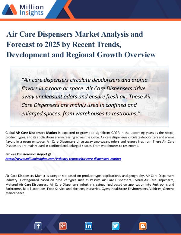 Market Research Analysis Air Care Dispensers Market Analysis and Forecast
