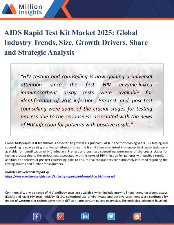 AIDS Rapid Test Kit Market 2025 - Industry Growth