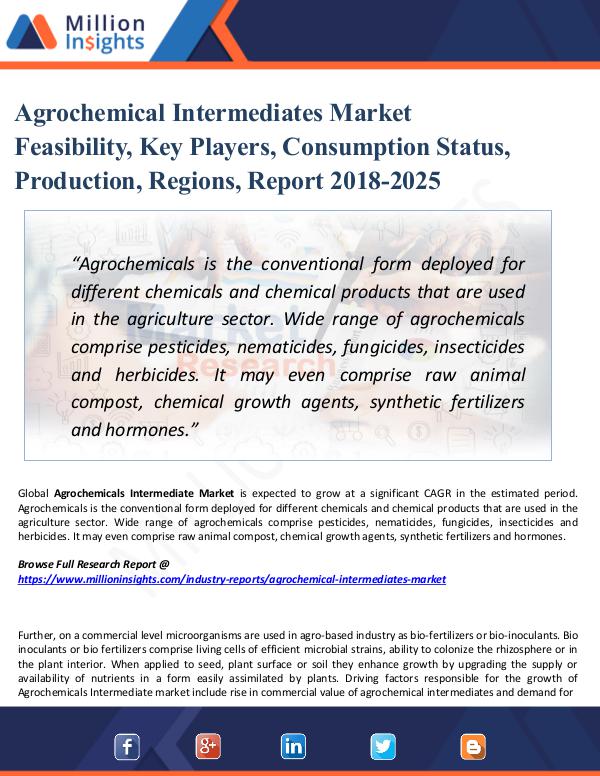 Market Research Analysis Agrochemical Intermediates Market Feasibility,