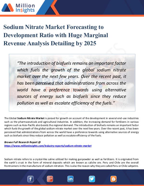 Market Research Analysis Sodium Nitrate Market Forecasting to Development