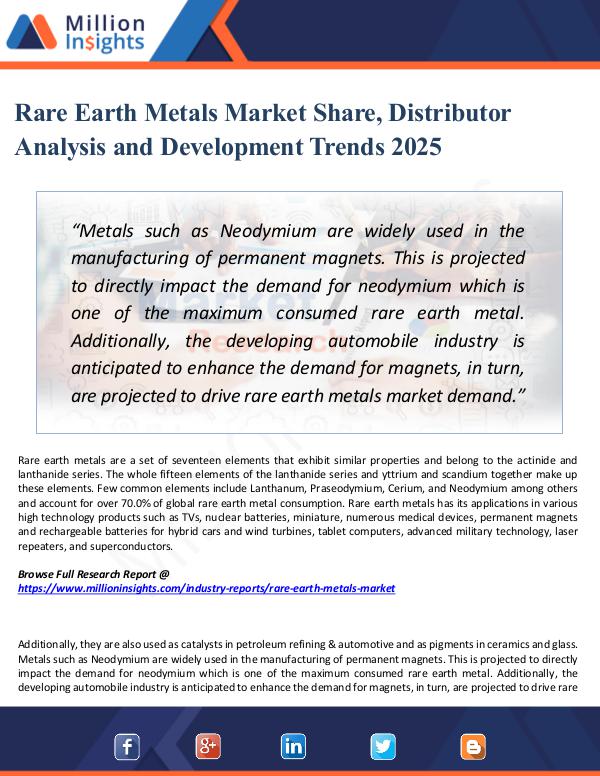 Market Research Analysis Rare Earth Metals Market Share, Distributor 2025
