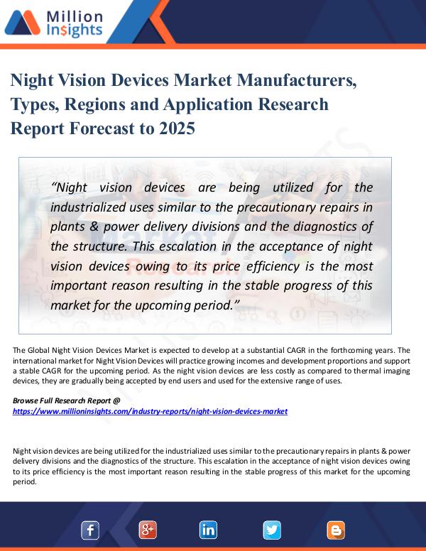 Night Vision Devices Market Manufacturers, Types