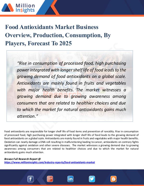 Market Research Analysis Food Antioxidants Market Business Overview, 2025