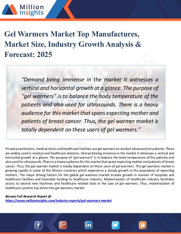 Market Research Analysis Gel Warmers Market Top Manufactures, Market Size,