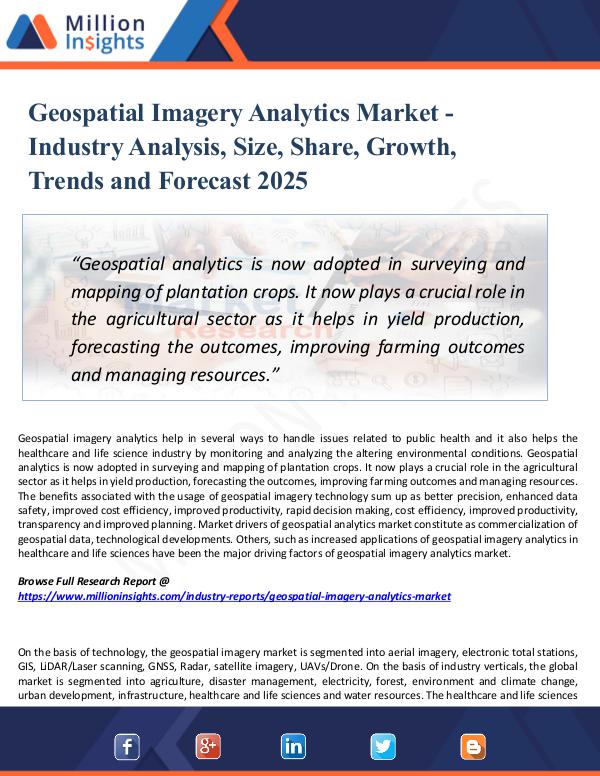 Market Research Analysis Geospatial Imagery Analytics Market - 2025
