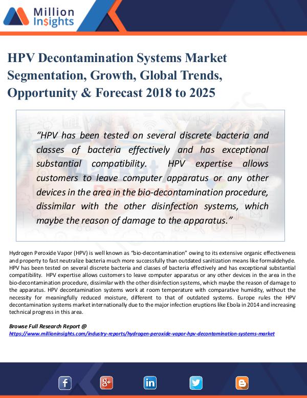 Market Research Analysis HPV Decontamination Systems Market Segmentation