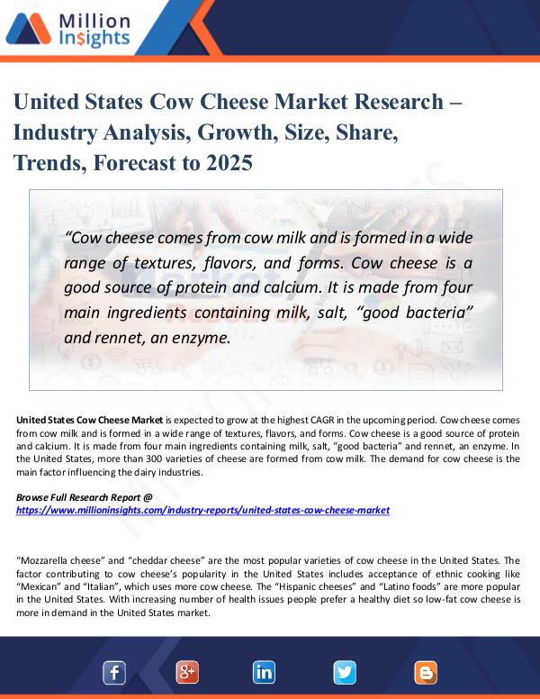 United States Cow Cheese Market Research – 2025